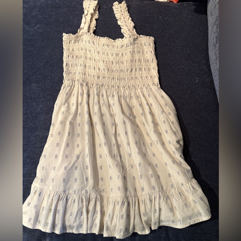 Madewell Cream Smocked Dress